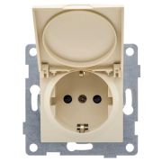 Розетка 1-м СП Ugra 16А 250В с заземл. защ. шторки с крышкой механизм беж. GUSI С11Р91-003