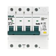 Выключатель автоматический дифференциального тока (АВДТ) 3P+N 16А 30мА A х-ка C ДИФ-103 6кА DEKraft 16428DEK