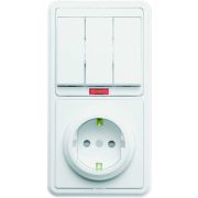 Блок БКВР-209 Бэлла (3-кл. выкл. с подсветкой + розетка с заземл. защ. шторки) бел. Кунцево 5849