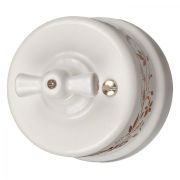 Выключатель 2-х клавишный, керамика, цвет белый + декор(D6/2) B1-202-01-D6/2