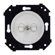 Кнопка двухтумблерная, (скрытый монтаж), пластик, цвет Белый матовый B3-232-21M-PB