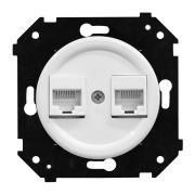 Розетка двойная компьютерная механизм + накладка, цвет Белый матовый (скрытый монтаж) B3-302-21M