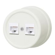 Розетка RJ45 информационная двойная, пластик, цвет Слоновая кость B1-302-211