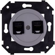 Розетка двойная компьютерная механизм + накладка, цвет Титан (скрытый монтаж) B3-302-26