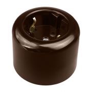 Розетка двухполюсная с ЗК, R, пластик, коричневый R1-101-22