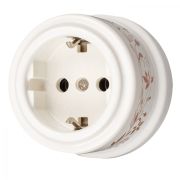 Розетка с З.К., керамика, цвет белый, декор D6/2 B1-101-01-D6/2