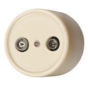 Розетка R/TV-SAT проходная, керамика, цвет Песочное золото B1-304-04