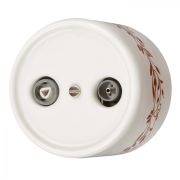 Розетка TV/R-SAT проходная, керамика, цвет белый, декор D6/2 B1-304-01-D6/2