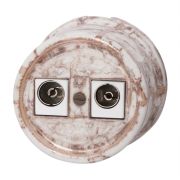 Розетка телевизионная двойная, оконечная, керамика, цвет мрамор B1-306-09