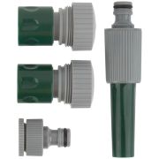 Набор поливочный 4шт 3/4дюйм ( насадка для полива; соединитель; соединитель с автостопом; адаптер внешний ) FIT 77292