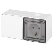 Блок розетка с выключателем Эксперт 11-7501-01 IP55 16А (10AX)-250В ОУ бел. Эра Б0063288