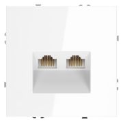 Розетка компьютерная встраиваемая VOLTUM S70 двойная RJ45+RJ45 кат.6, (белый глянцевый)