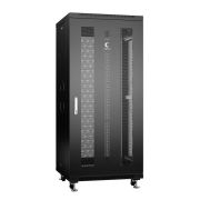 Шкаф монтажный телекоммуникационный напольн. ND-05C-27U60/100-BK 19дюйм 27U 600х1000х1388мм для распределит. и серверн. оборудования; передн. и задн. перфорир. двери ручка с замком RAL 9004 черн. Cabeus 8533c