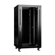 Шкаф монтажный телекоммуникационный напольный SH-05C-22U60/100-BK 19дюйм для распред. и серверн. оборудования 22U 600х1000х1166мм передн. стеклян. и задн. сплошн. метал. двери ручка с замком черн. (RAL 9004) Cabeus 8540c
