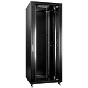 Шкаф монтажный телекоммуникационный 19дюйм напольный для распред. и серверного оборудования 42U 800х800х2055мм (ШхГхВ) передняя стеклянная и задняя сплошная металлическая двери ручка с замком SH-05C-42U80/80-BK RAL 9004 черн. Cabeus 8577c