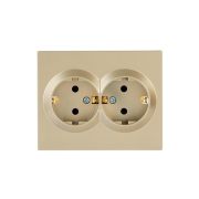 Розетка двойная VESNA с защитой от детей ПБТ зол. LEZARD 742-3600-178B