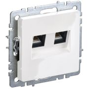 Розетка компьютерная двойн. СП RJ45 кат.6 BRITE РК11-2-БрБ механизм бел. IEK BR-K20-2-K01