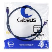 Патч-корд S/FTP кат.8 PC-SSTP-RJ45-Cat.8-1m-LSZH 2xRJ45/8p8c экранир. LSZH (40G 2000 MHz) 1м син. Cabeus 9701c