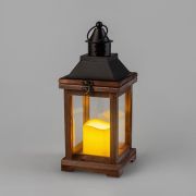Фонарь декоративный со свечкой корпус из дерева размер 14х14х35cм тепл. бел. Neon-Night 513-075