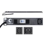 Блок розеток для 19дюйм шкафов PDU-16-14C13-10C19-B-C14 вертик. 10 розеток IEC 320 C19 14 розеток IEC 320 C13 10А автомат защиты алюм. корпус шнур с вилкой IEC 320 С14 2м Cabeus 9553c