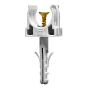 Держатель для труб (клипса) d16мм с дюбелем и саморезом сер. (уп.100шт) Промрукав PR13.0215