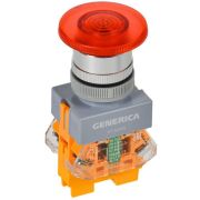 Кнопка D7-MDZS «Грибок» d22мм 1НО+1НЗ с подсветкой и фиксацией красн. GENERICA BBG50-11MDZS-3-11-K04-G