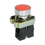 Выключатель кнопочный LAY5-ВА42 без подсветки 1НЗ цилиндр хром d22мм красн. Электротехник ET012087