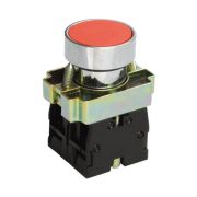 Выключатель кнопочный LAY5-ВА45 без подсветки 1НО+1НЗ цилиндр хром d22мм красн. Электротехник ET012082