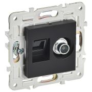 Розетка двойная TV+RJ45 кат.5E SKANDY SK-A14Bl черн. IEK SK-AK20-1-K02