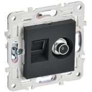Розетка двойная TV+RJ45 кат.5E SKANDY SK-A14G графит IEK SK-AK20-1-K53