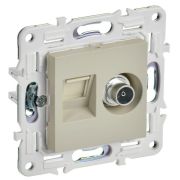 Розетка двойная TV+RJ45 кат.6E SKANDY SK-A15B беж. IEK SK-AK20-2-K10
