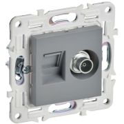 Розетка двойная TV+RJ45 кат.6E SKANDY SK-A15Gr сер. IEK SK-AK20-2-K03