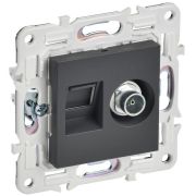 Розетка двойная TV+RJ45 кат.6E SKANDY SK-A15T титан IEK SK-AK20-2-K48