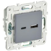 Розетка USB A+C 18Вт SKANDY SK-R13Gr сер. IEK SK-U22-018-K03