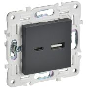 Розетка USB A+C 18Вт SKANDY SK-R13T титан IEK SK-U22-018-K48