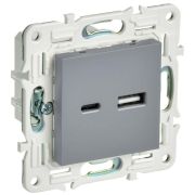 Розетка USB A+C 3.1А SKANDY SK-R14Gr сер. IEK SK-U22-D31-K03