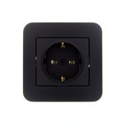 Розетка 1-м СП ASTI 16А IP20 с заземл. термопласт в сборе черн. бархат. LEZARD 7081-4242-122B