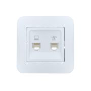 Розетка компьютерная+телефонная 2-м СП ASTI RJ45 + RJ11 в сборе бел. LEZARD 7081-0202-143