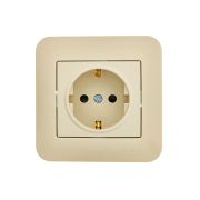 Розетка 1-м СП ASTI 16А IP20 с заземл. защ. шторки термопласт в сборе крем. LEZARD 7081-0303-124B