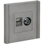 Розетка 2-м TV+RJ45 кат.5E FORTE&PIANO FP536 сталь IEK FP-AK20-1-K46