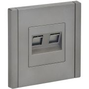 Розетка компьютерная 2-м RJ45 кат.5E FORTE&PIANO FP533 сталь IEK FP-K20-1-K46