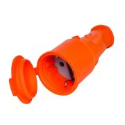 Разъем штепсельный 16А IP44 250В (еврослот) с заземл. каучук оранж. Universal 3038