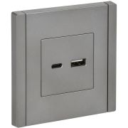 Розетка USB A+C сталь FORTE&PIANO 18Вт FP551 IEK FP-U22-018-K46
