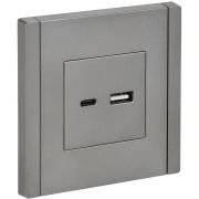 Розетка USB A+C 3.1А FORTE&PIANO FP550 сталь IEK FP-U22-D31-K46