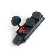 Колодка удлинителя 3-м 16А IP44 с заземл. каучук черн. КОСМОС KKsm-3g-Z-IP(B)16A