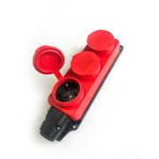 Колодка удлинителя 3-м 16А IP44 с заземл. каучук красн. КОСМОС KKsm-3g-Z-IP(R)16A