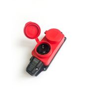Колодка удлинителя 2-м 16А IP44 с заземл. каучук красн. КОСМОС KKsm-2g-Z-IP(R)16A