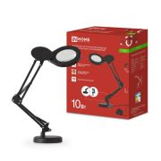Светильник светодиодный настольный PLUS ССО-22Ч-ЛП 10Вт 3000-6500К 5х лупа с адаптером на основании + струбцина черн. IN HOME 4690612058139
