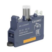 Блок контактный с клеммным безвинтовым зажимом со светодиодом на 220В бел. DKC MC-L220WPP