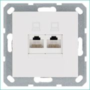 Розетка компьютерная 2-м RJ45 IP20 кат. 6 механизм бел. глянцевый Jasmart G6108W